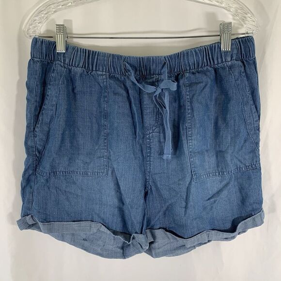New Workshop Lyocell Shorts Women's Large Blue Pull On Drawstring Pockets - Picture 1 of 7